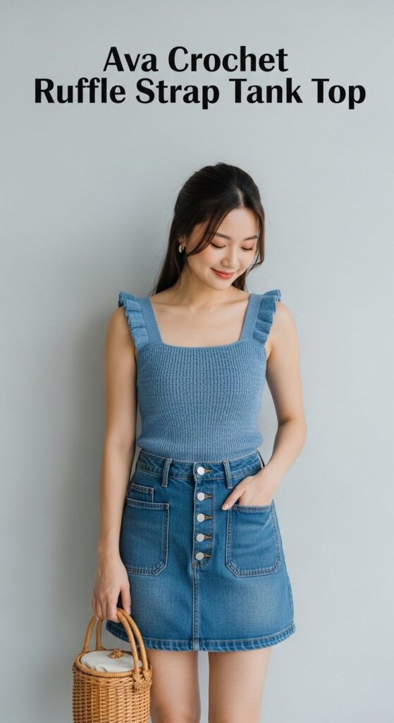 Ava Crochet Ruffle Strap Tank Top