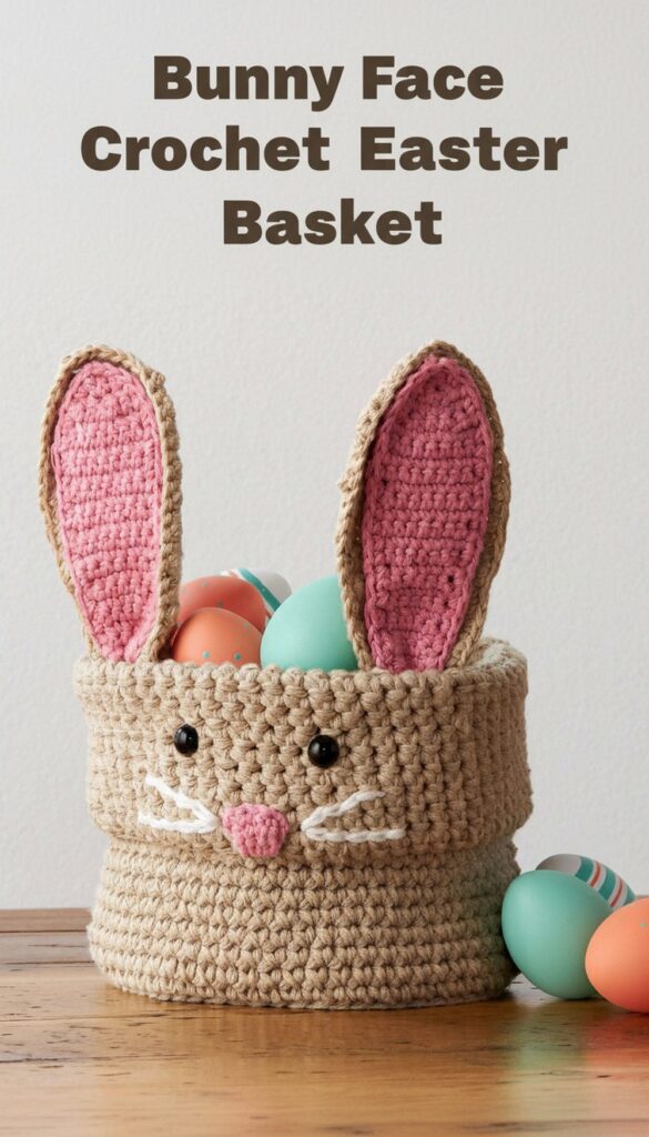 Bunny Face Crochet Easter Basket