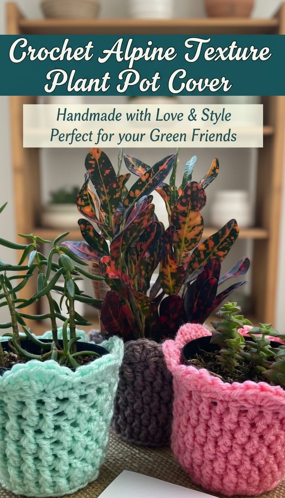 Crochet Alpine Texture Plant Pot Cover