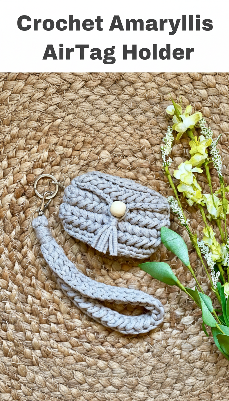 Crochet Amaryllis AirTag Holder