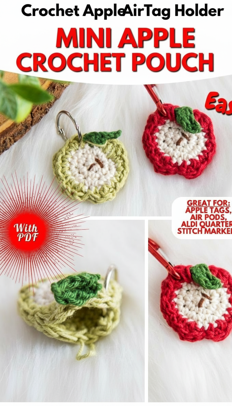 Crochet Apple AirTag Holder