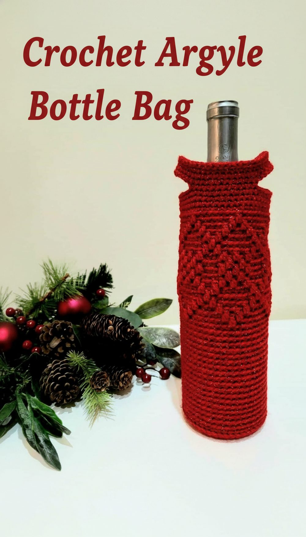Crochet Argyle Bottle Bag