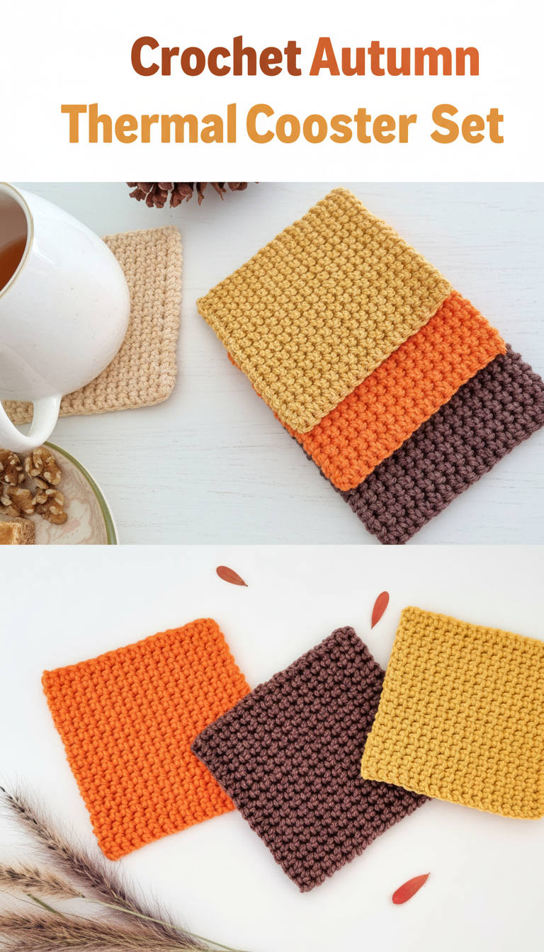 Crochet Autumn Thermal Coaster Set