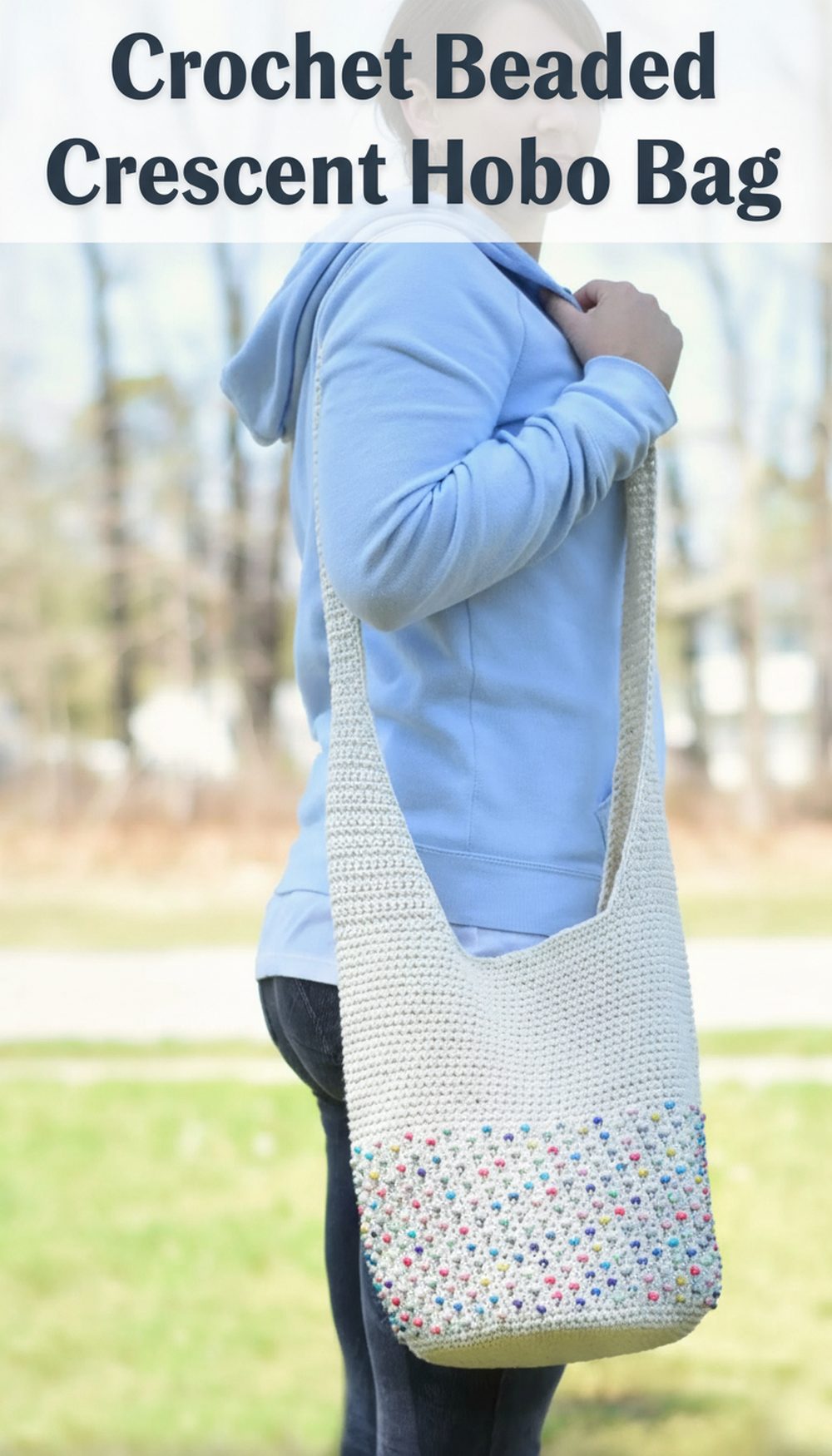 Crochet Beaded Crescent Hobo Bag