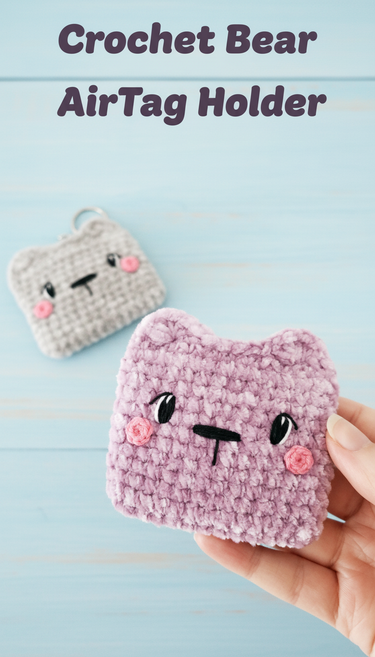 Crochet Bear AirTag Holder