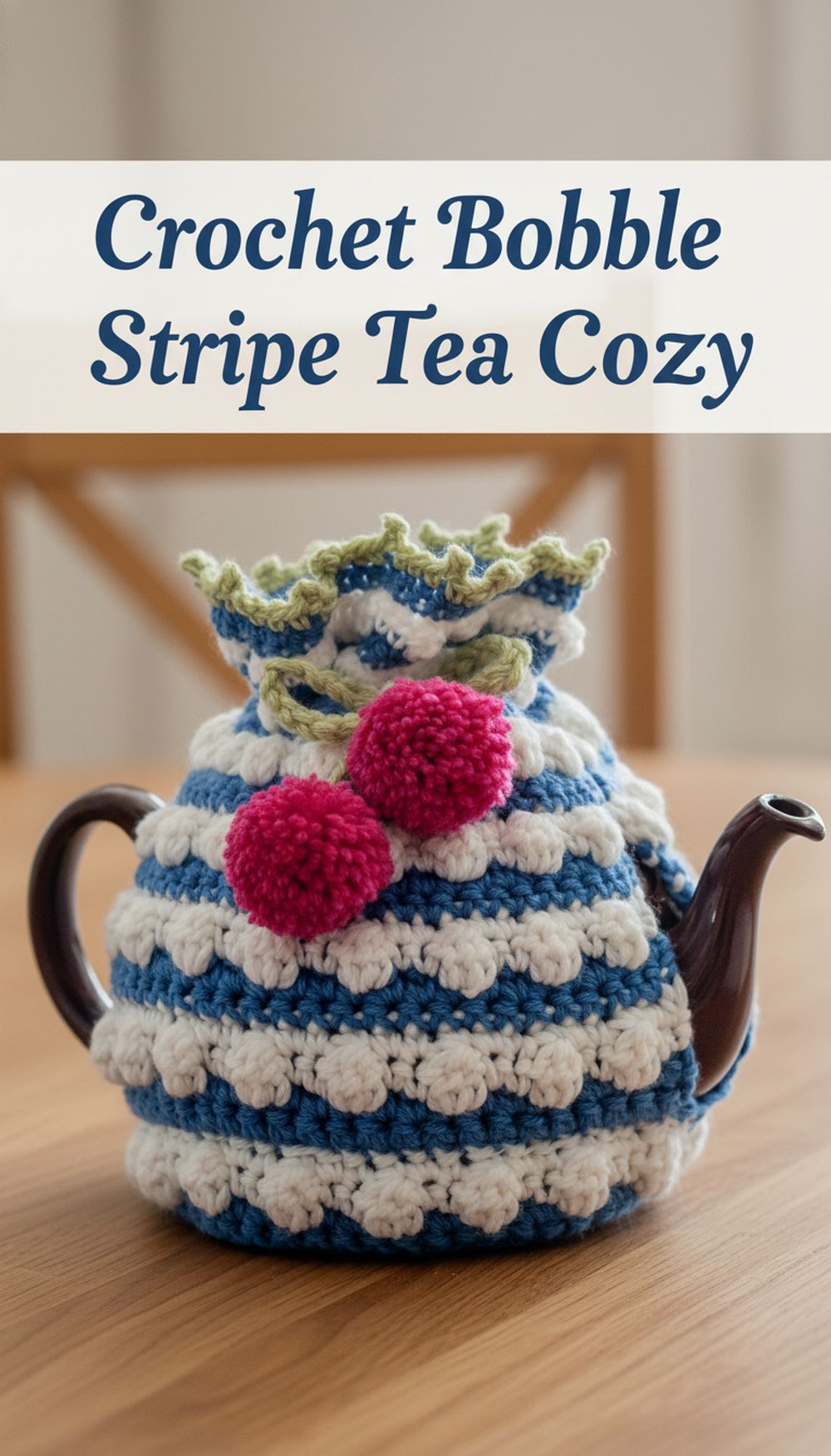 Crochet Bobble Stripe Tea Cozy