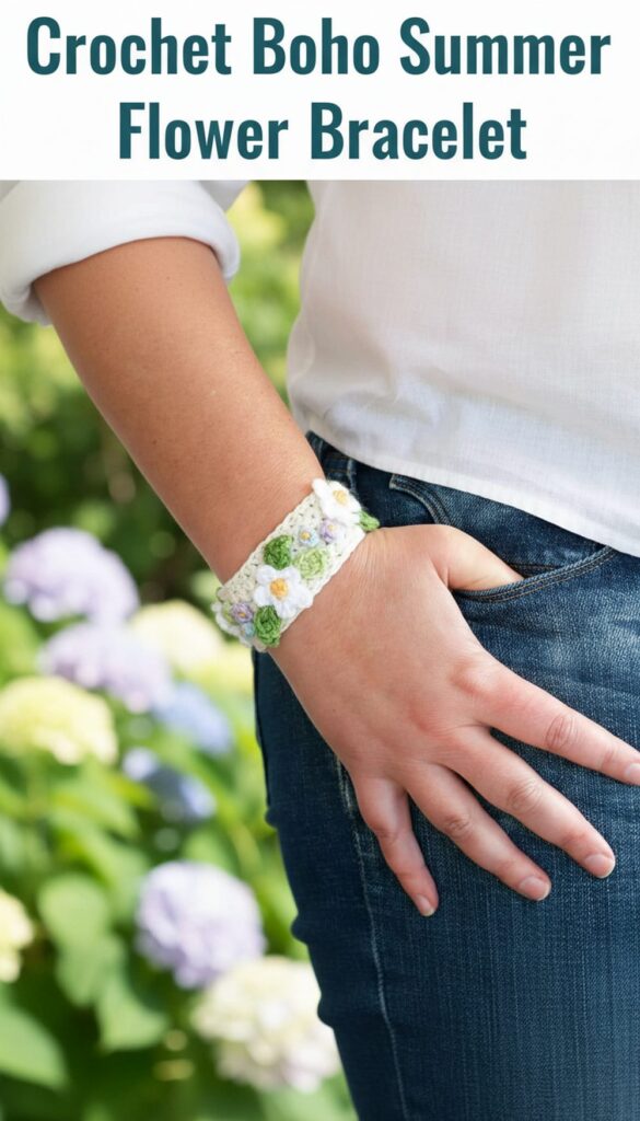 Crochet Boho Summer Flower Bracelet