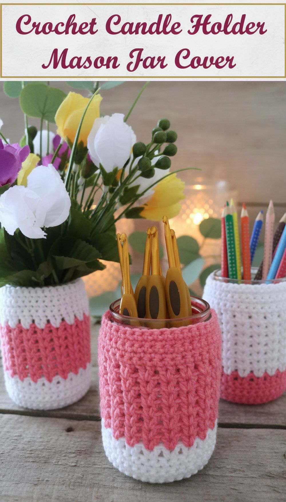 Crochet Candle Holder Mason Jar Cover