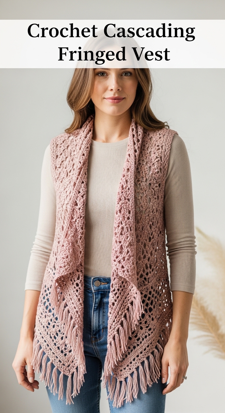 Crochet Cascading Fringed Vest