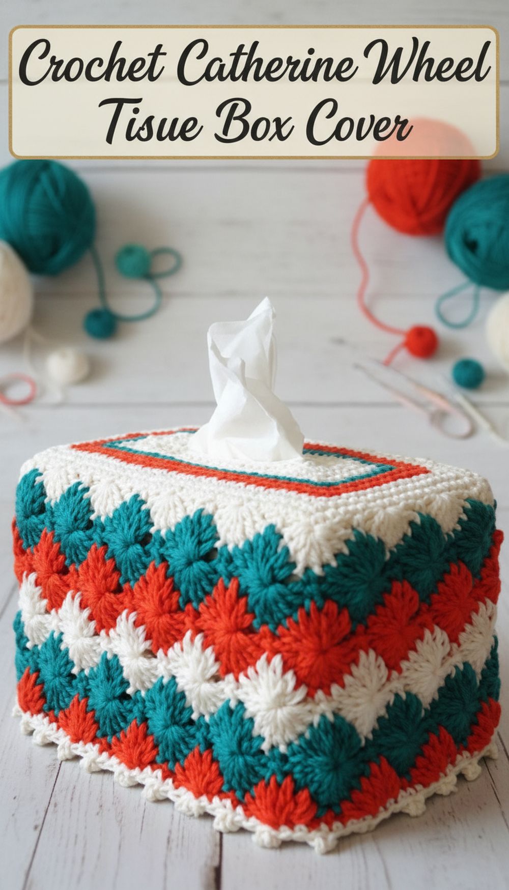 Crochet Catherine Wheel Tissue Box Cover