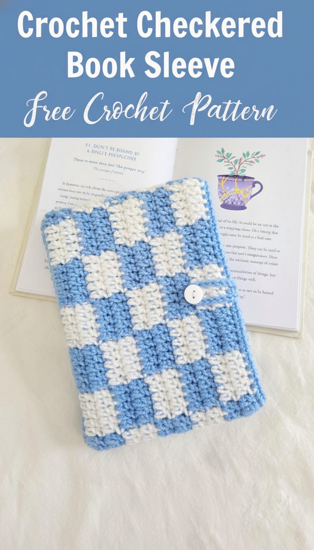 Crochet Checkered Book Sleeve