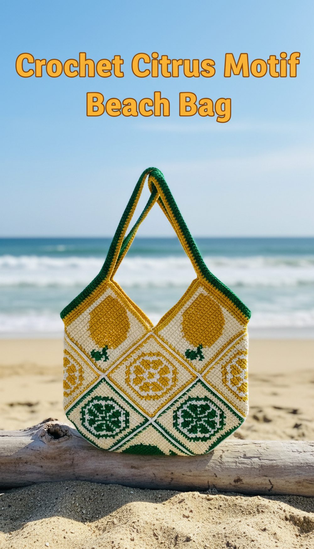 Crochet Citrus Motif Beach Bag