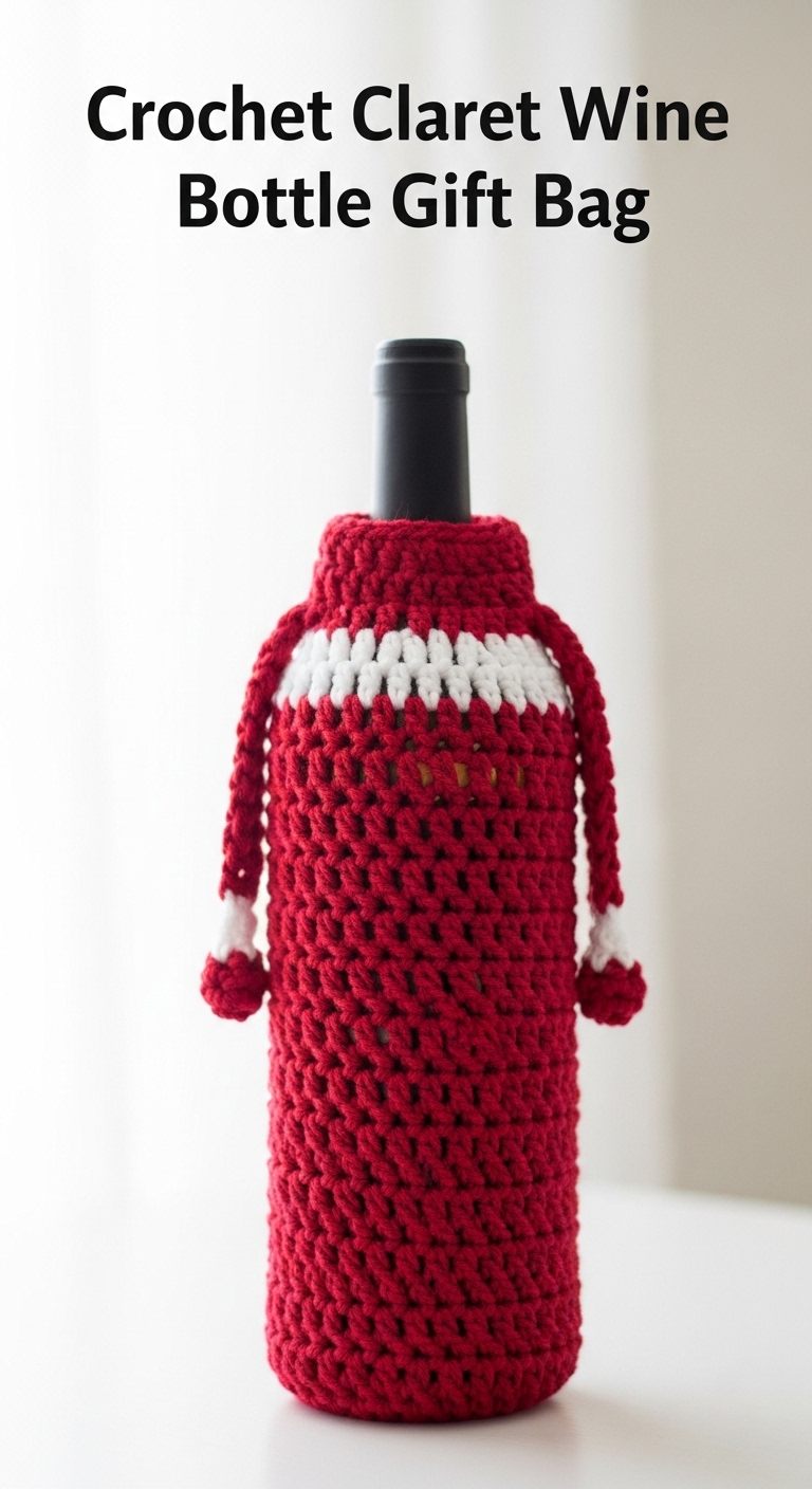 Crochet Claret Wine Bottle Gift Bag