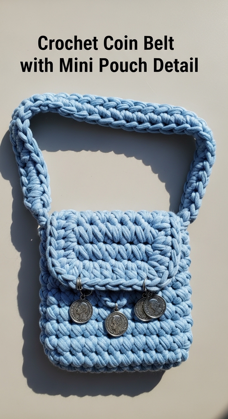 Crochet Coin Belt with Mini Pouch Detail