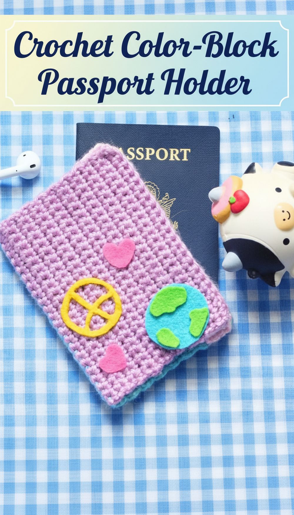 Crochet Color-Block Passport Holder