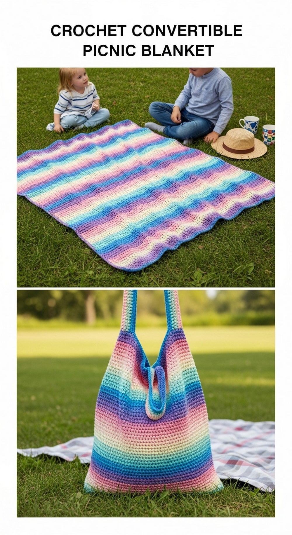 Crochet Convertible Picnic Blanket