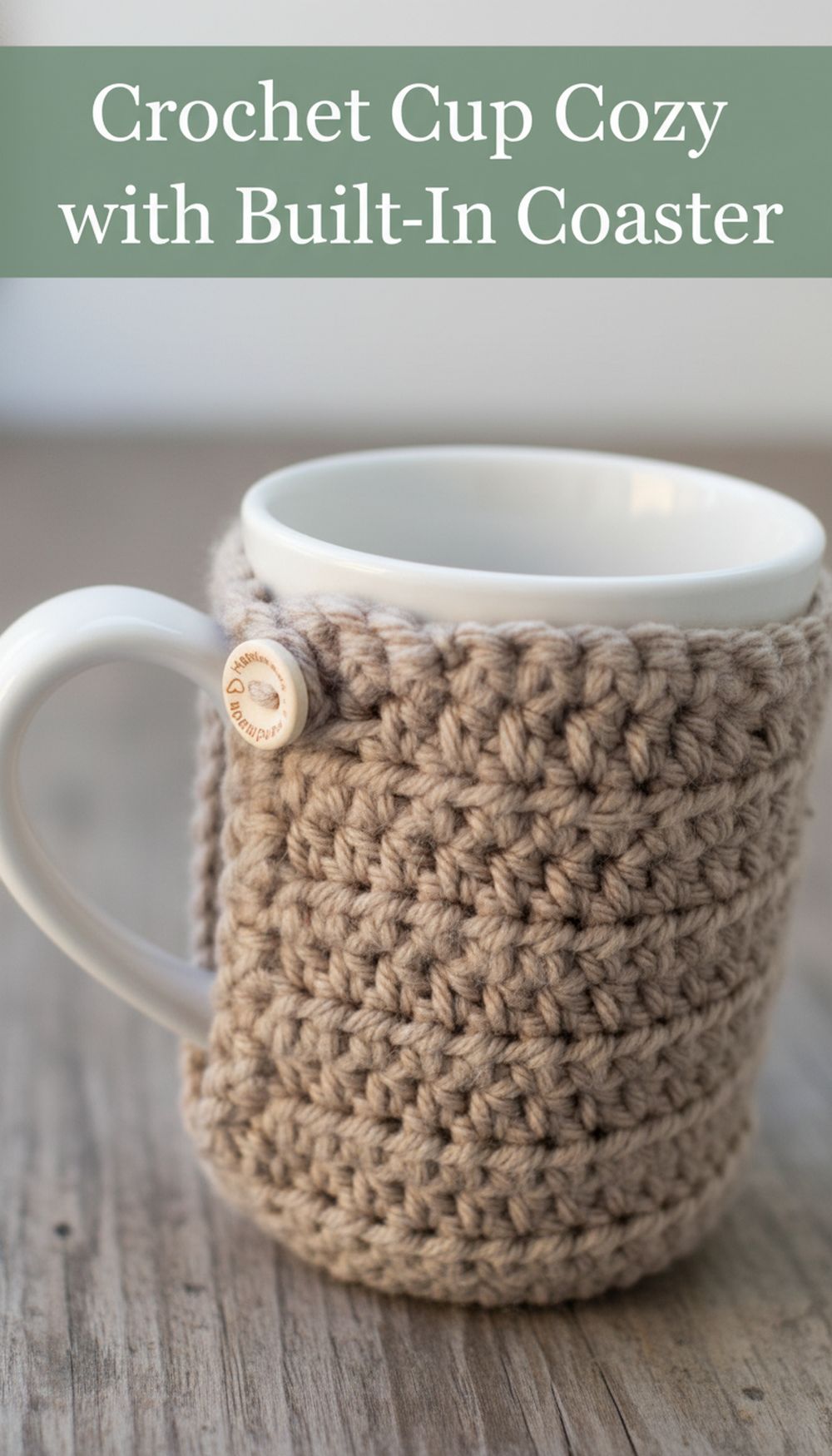 Crochet Cup Cozy with Built-In Coaster
