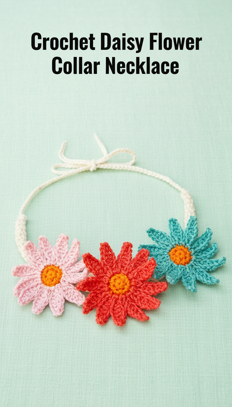 Crochet Daisy Flower Collar Necklace