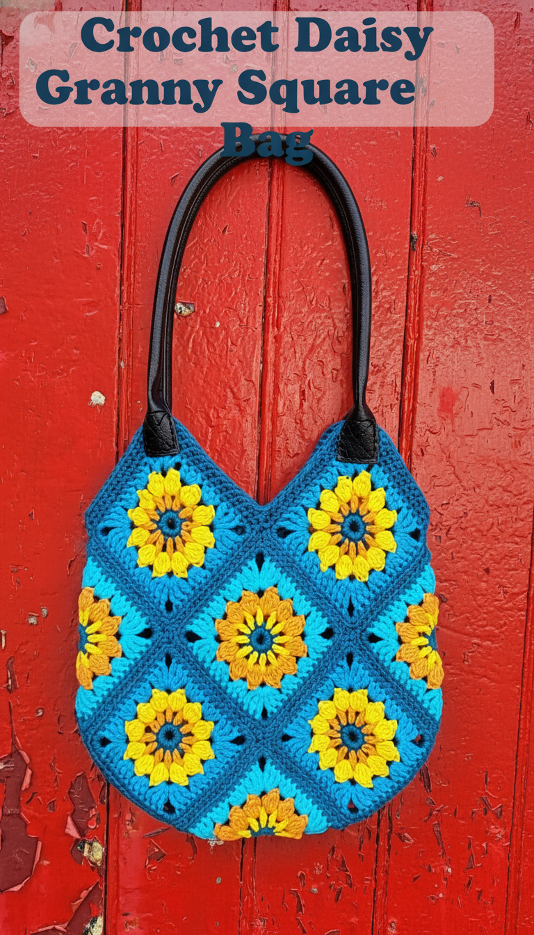 Crochet Daisy Granny Square Bag