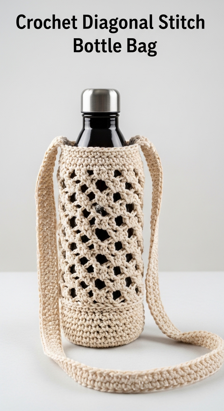 Crochet Diagonal Stitch Bottle Bag