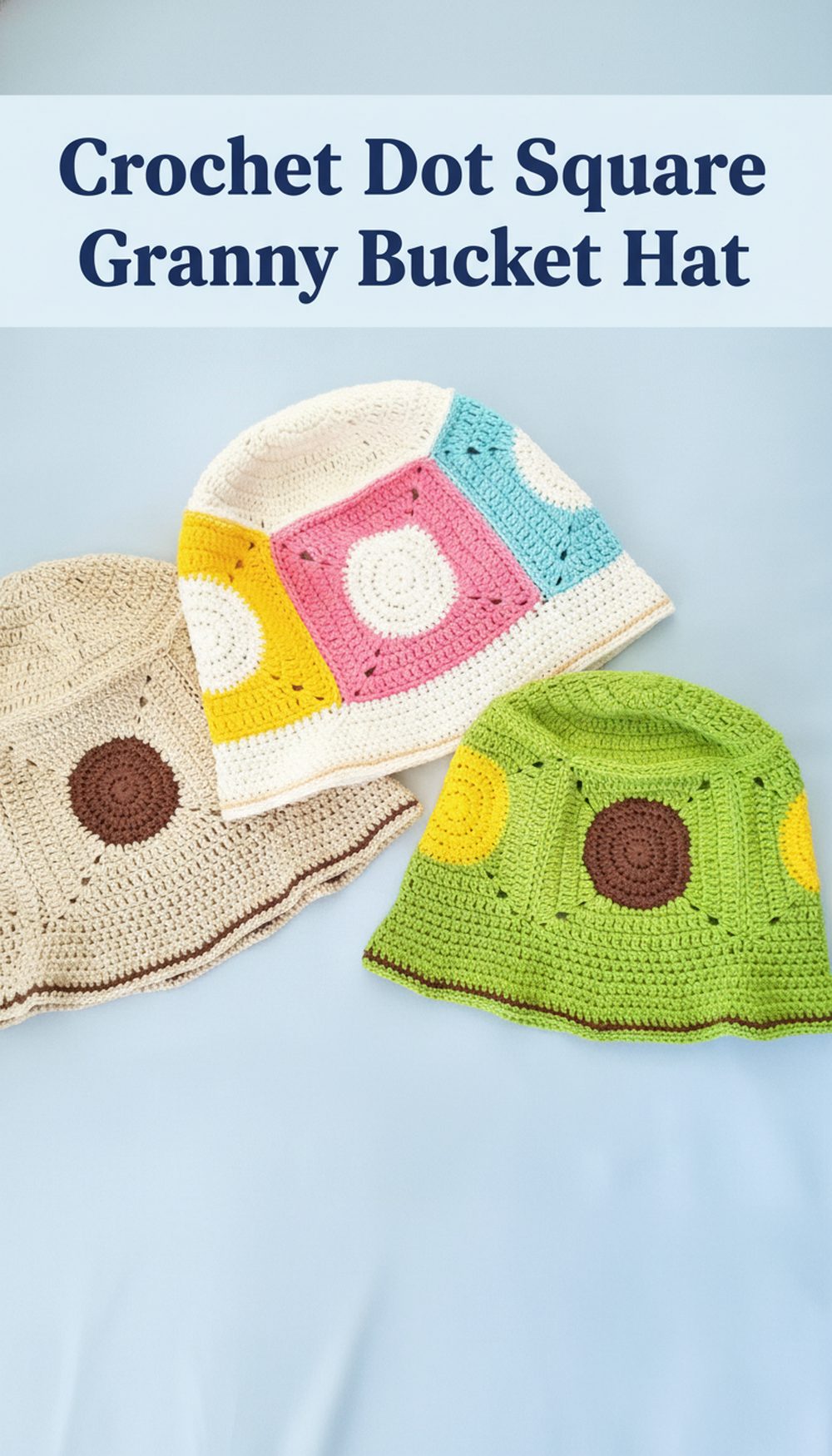 Crochet Dot Square Granny Bucket Hat