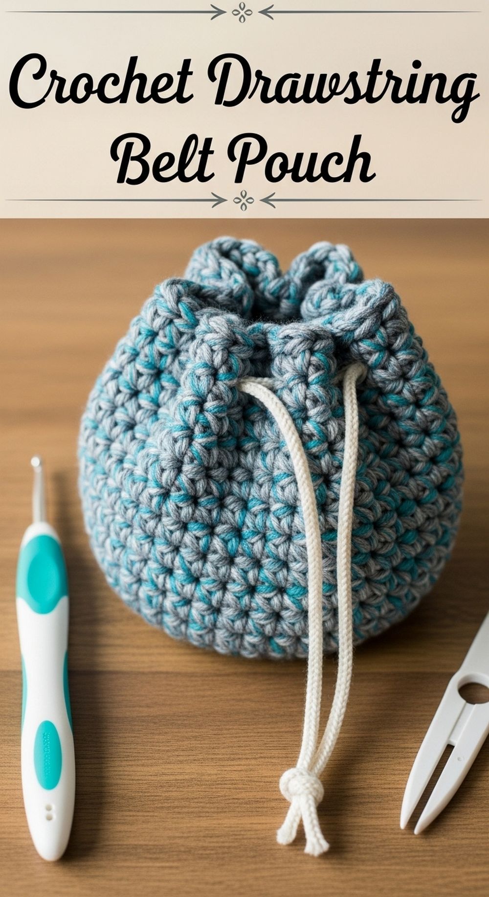 Crochet Drawstring Belt Pouch