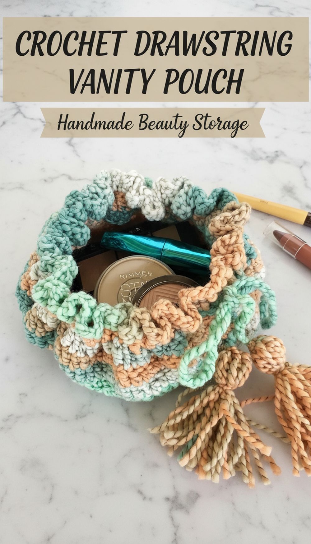 Crochet Drawstring Vanity Pouch
