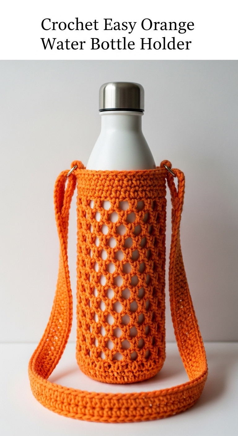 Crochet Easy Orange Water Bottle Holder