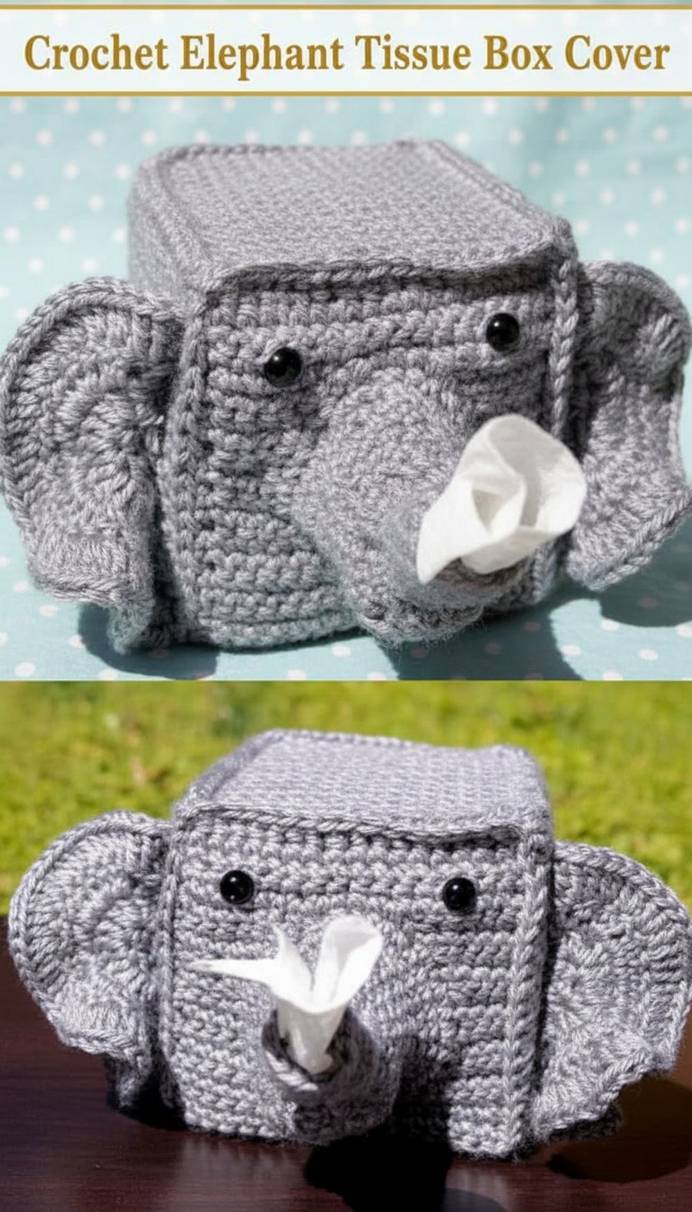 Crochet Elephant Tissue Box Cover