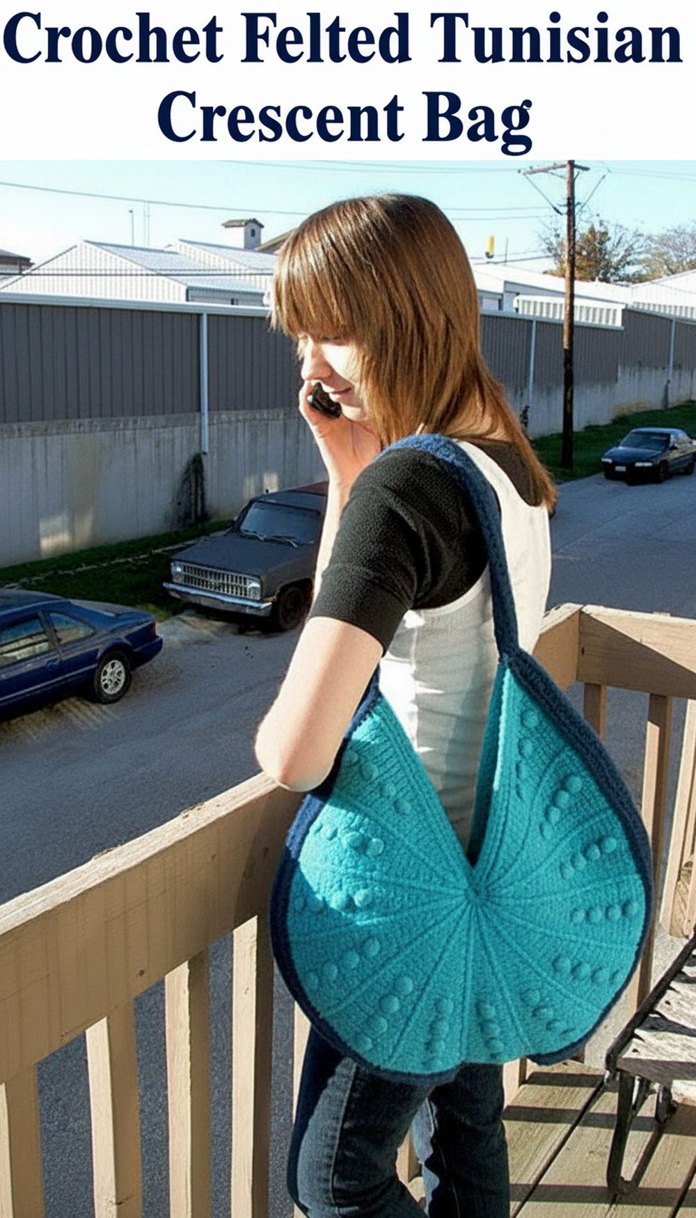 Crochet Felted Tunisian Crescent Bag