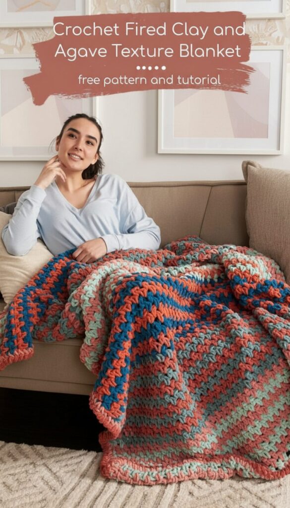 Crochet Fired Clay and Agave Texture Blanket