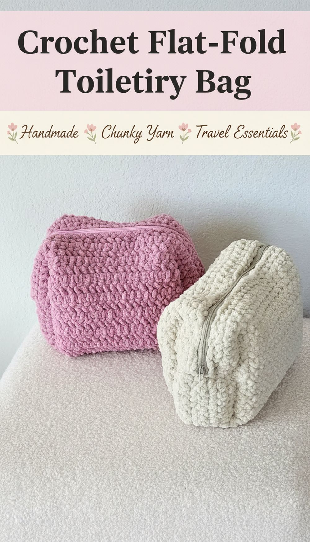 Crochet Flat-Fold Toiletry Bag