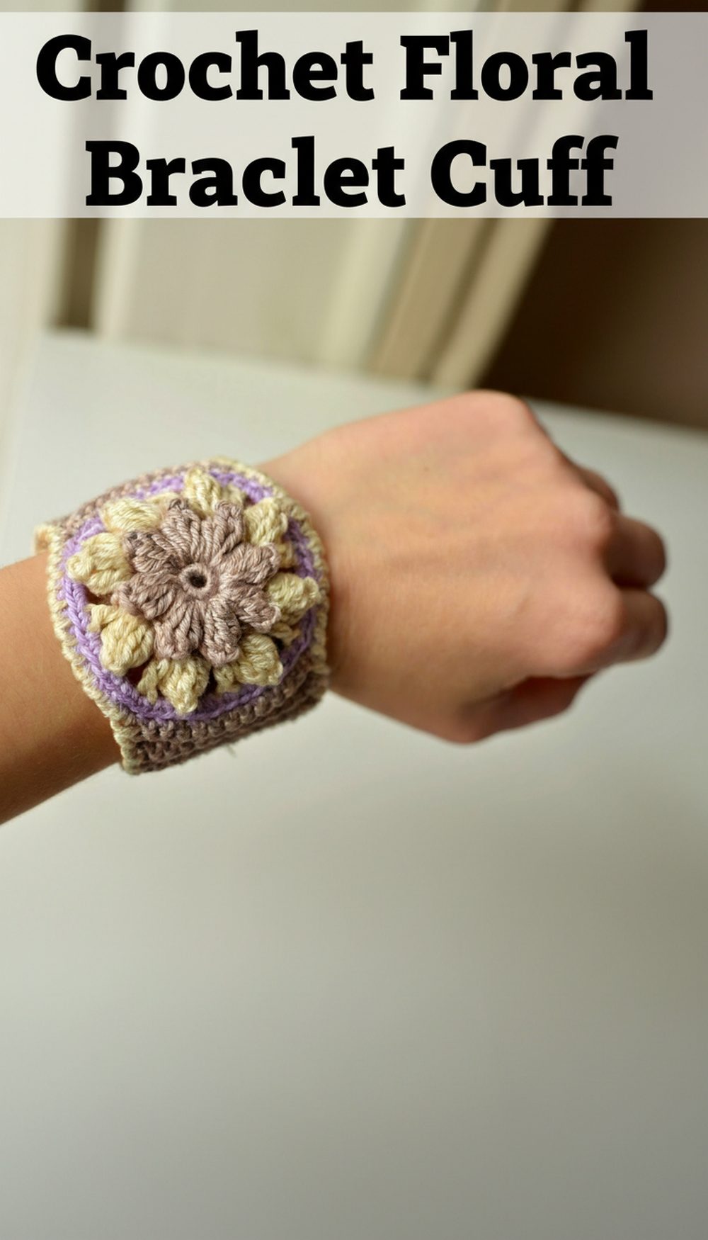 Crochet Floral Bracelet Cuff