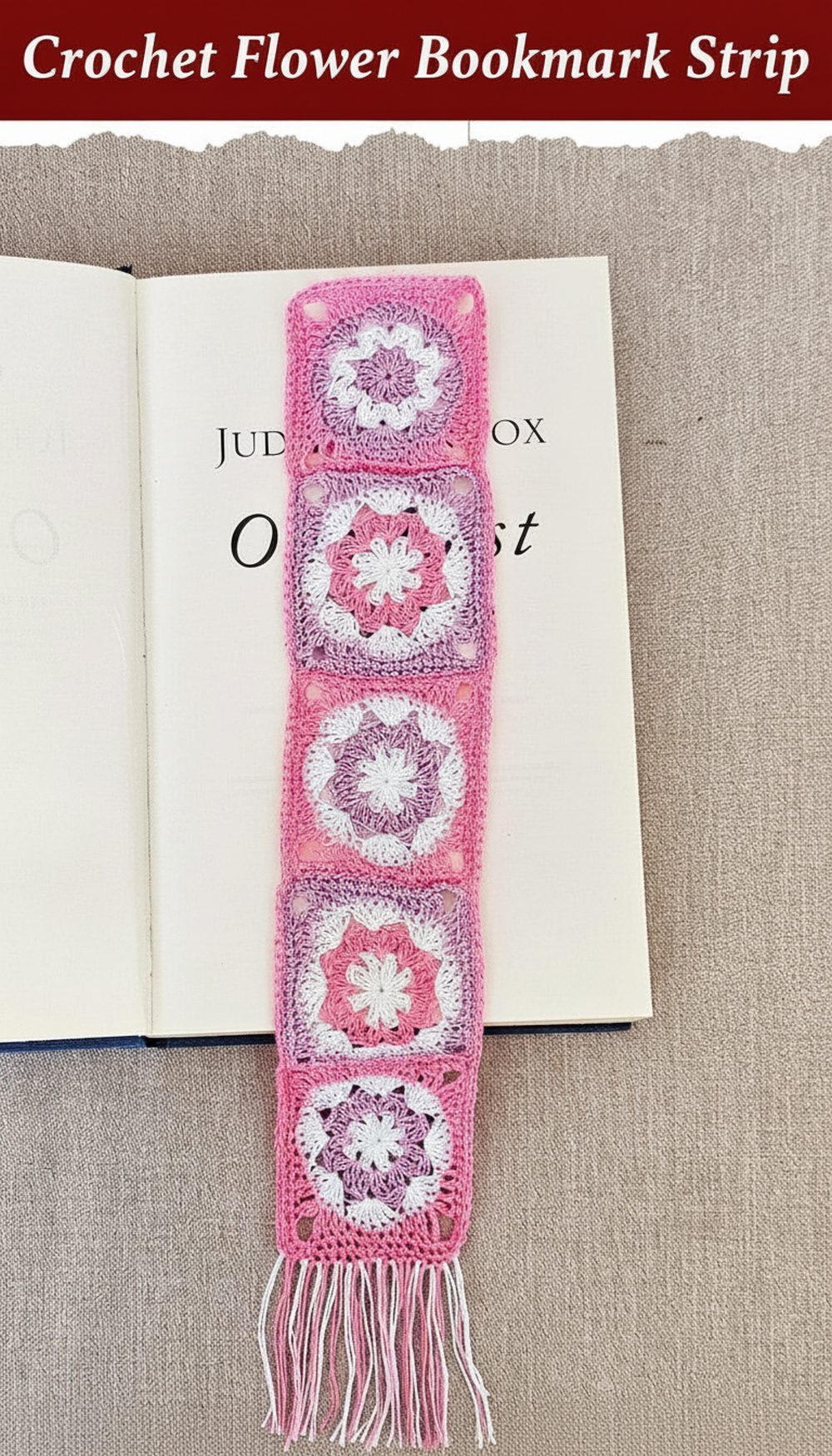 Crochet Flower Bookmark Strip