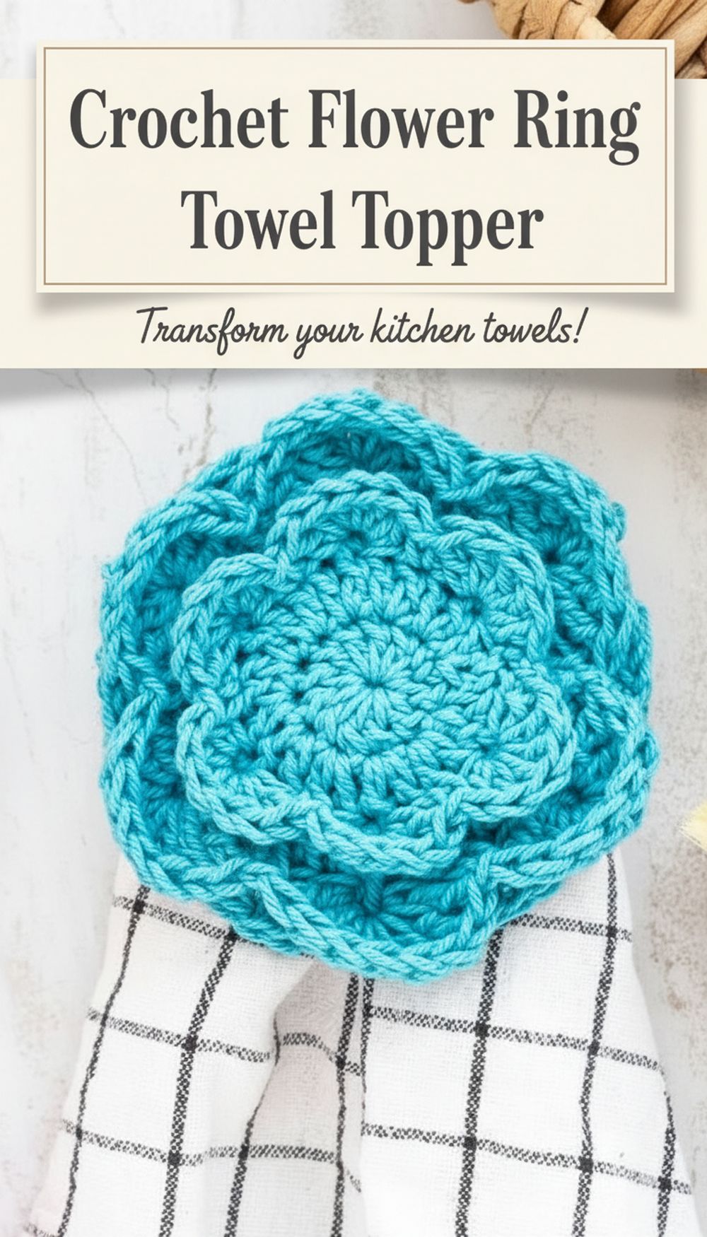 Crochet Flower Ring Towel Topper