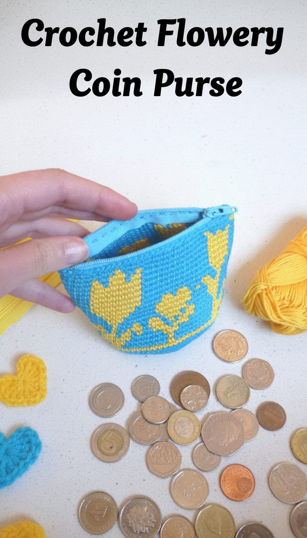 Crochet Flowery Coin Purse