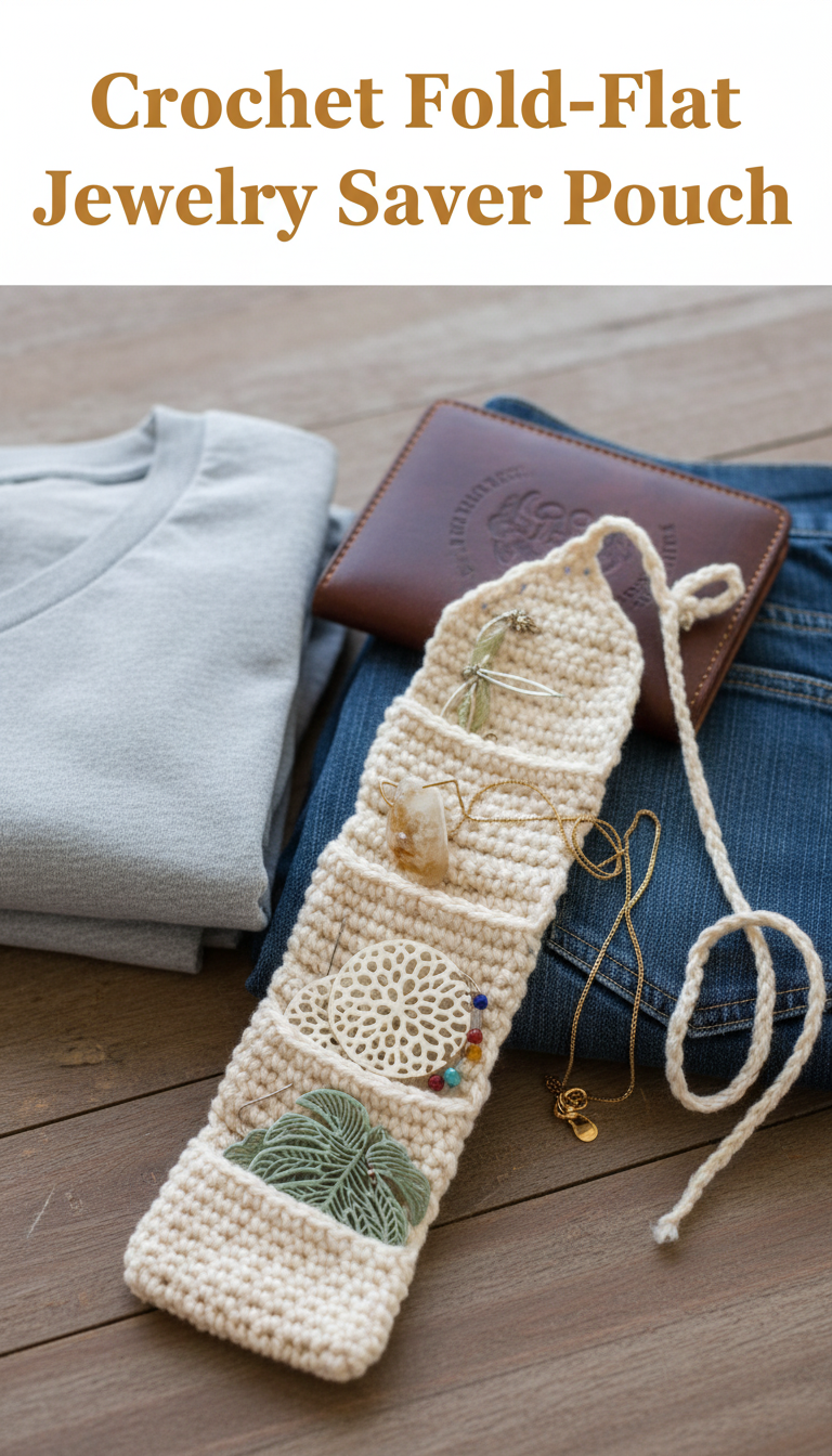 Crochet Fold-Flat Jewelry Saver Pouch