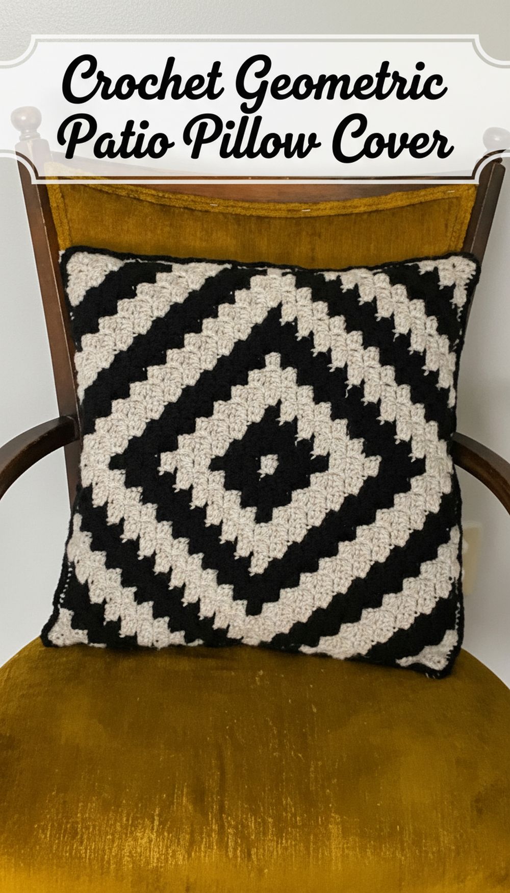 Crochet Geometric Patio Pillow Cover