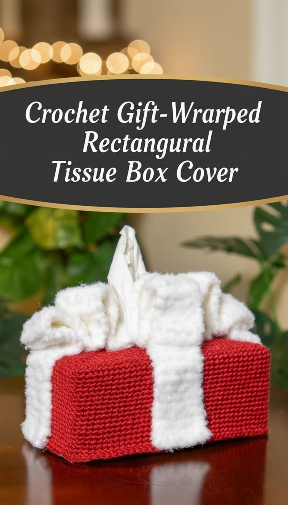 Crochet Gift-Wrapped Rectangular Tissue Box Cover