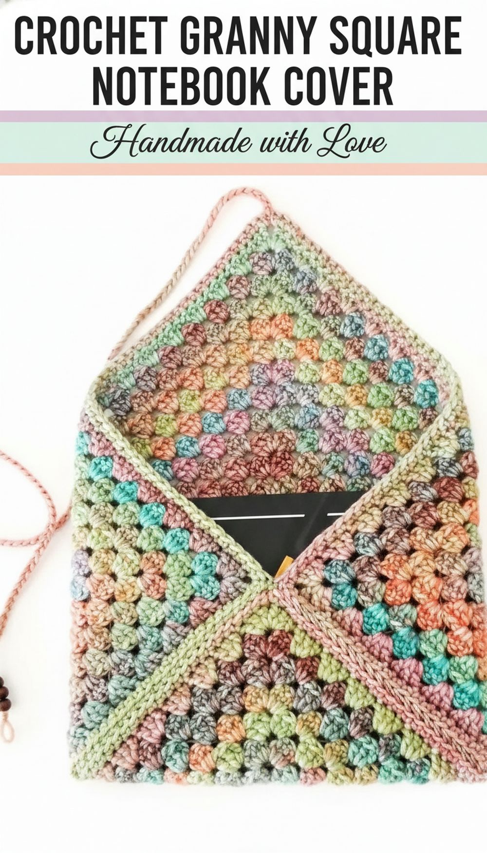 Crochet Granny Square Notebook Cover