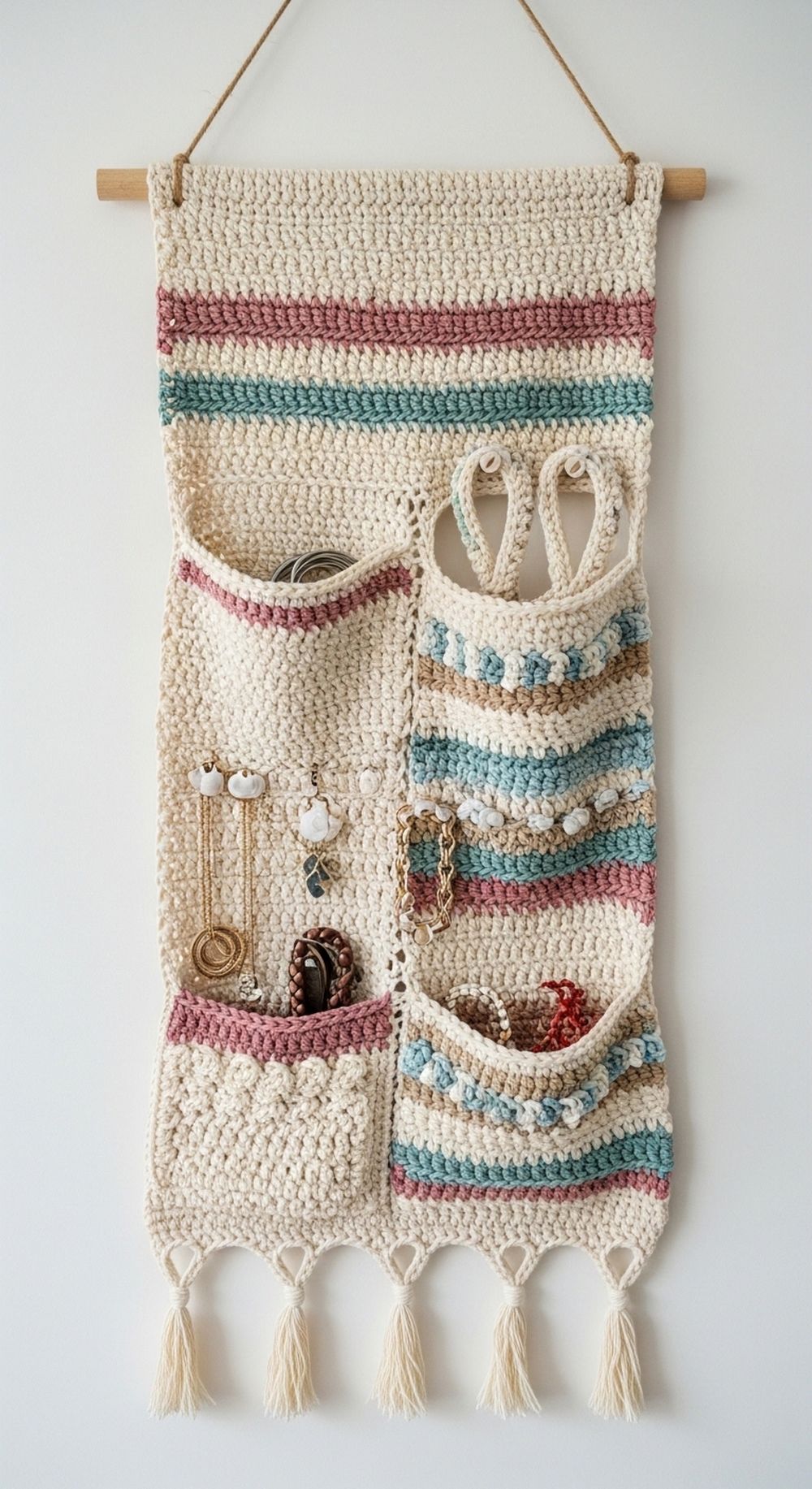 Crochet Hanging Jewelry Organizer