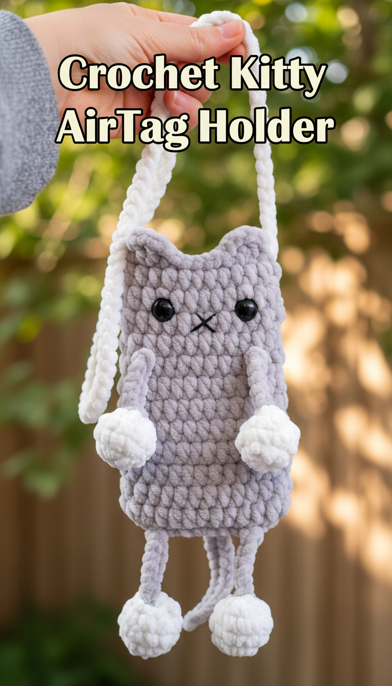 Crochet Kitty AirTag Holder