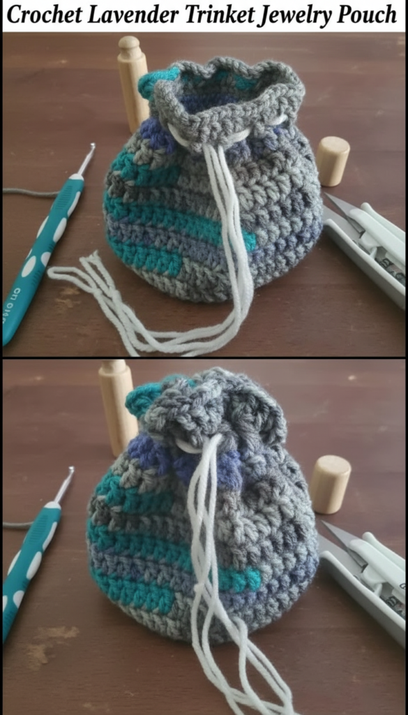 Crochet Lavender Trinket Jewelry Pouch