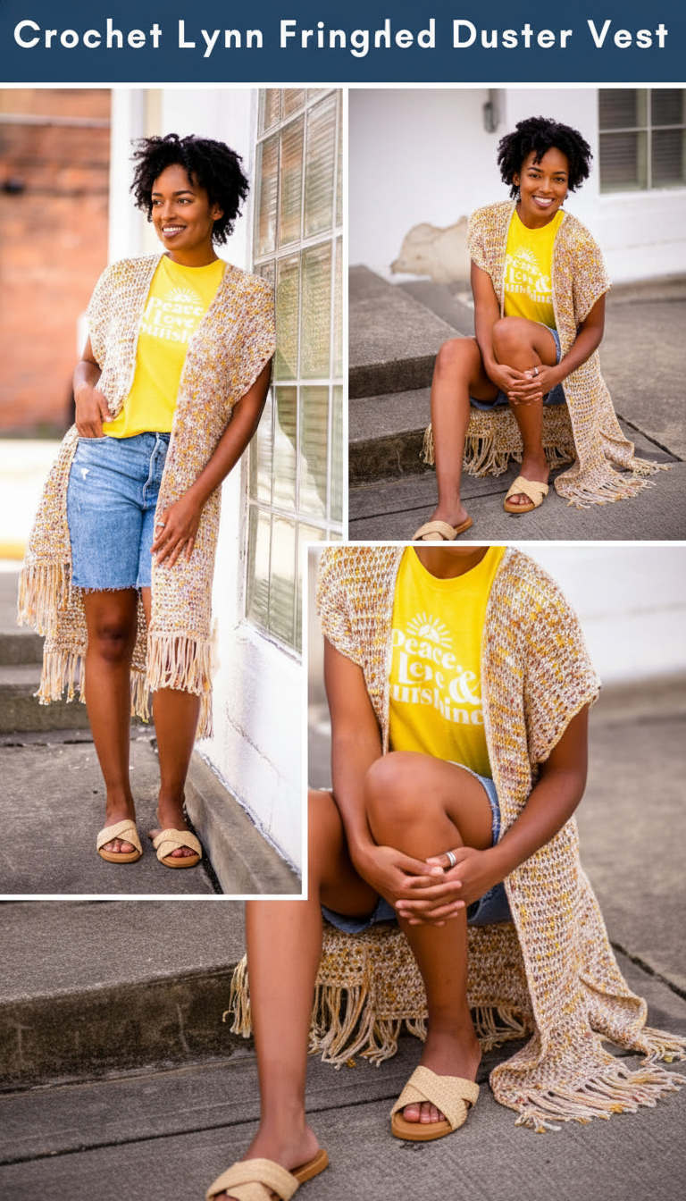 Crochet Lynn Fringed Duster Vest