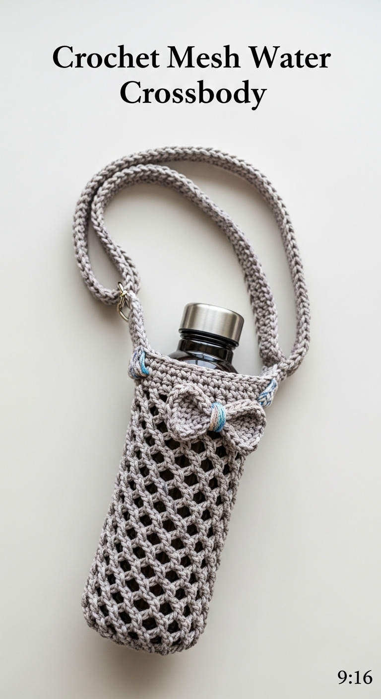 Crochet Mesh Water Bottle Crossbody