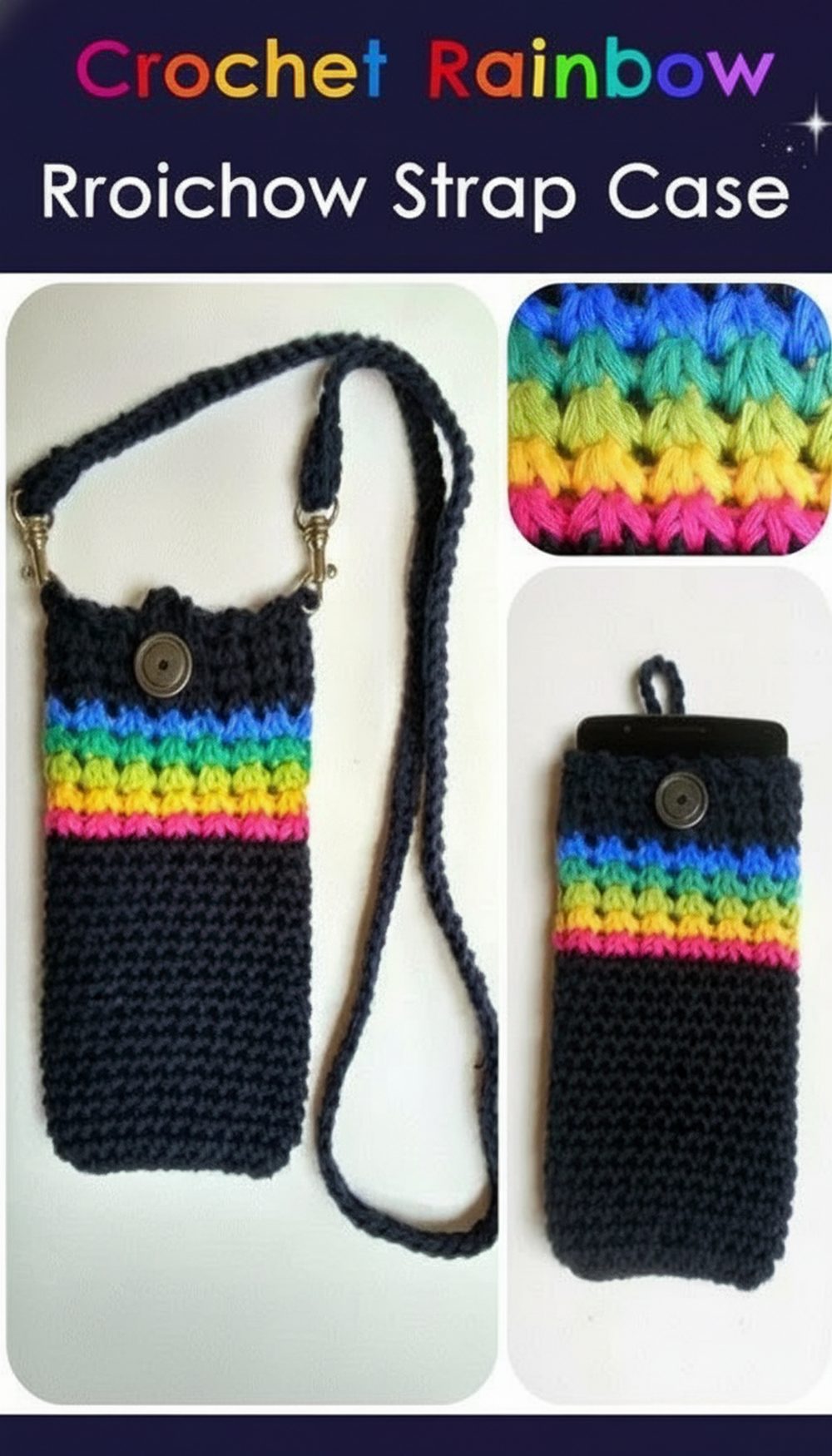 Crochet Midnight Rainbow Strap Case