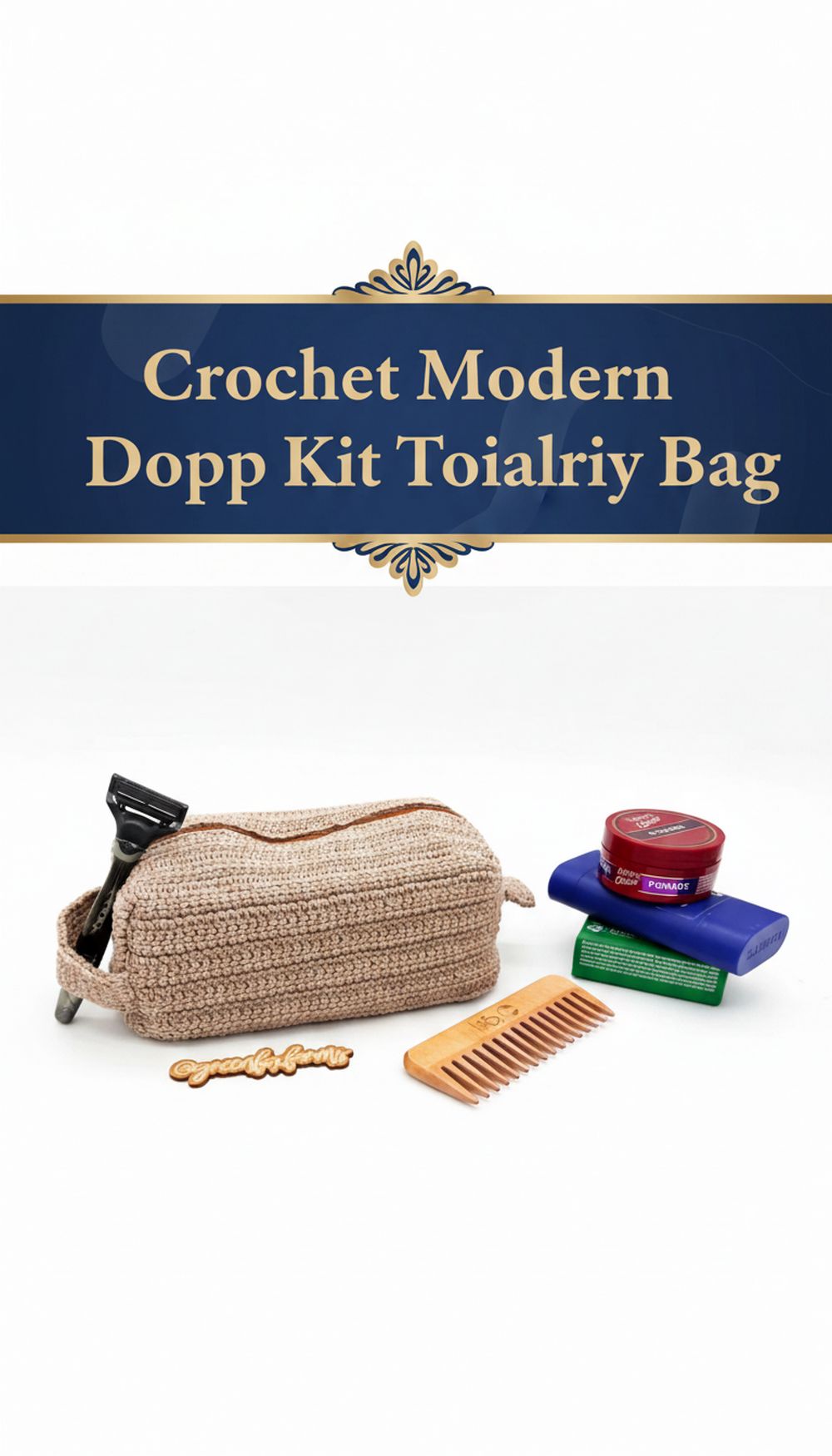 Crochet Modern Dopp Kit Toiletry Bag