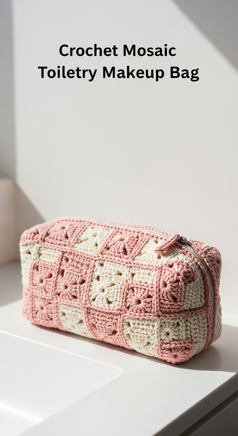 Crochet Mosaic Toiletry Makeup Bag