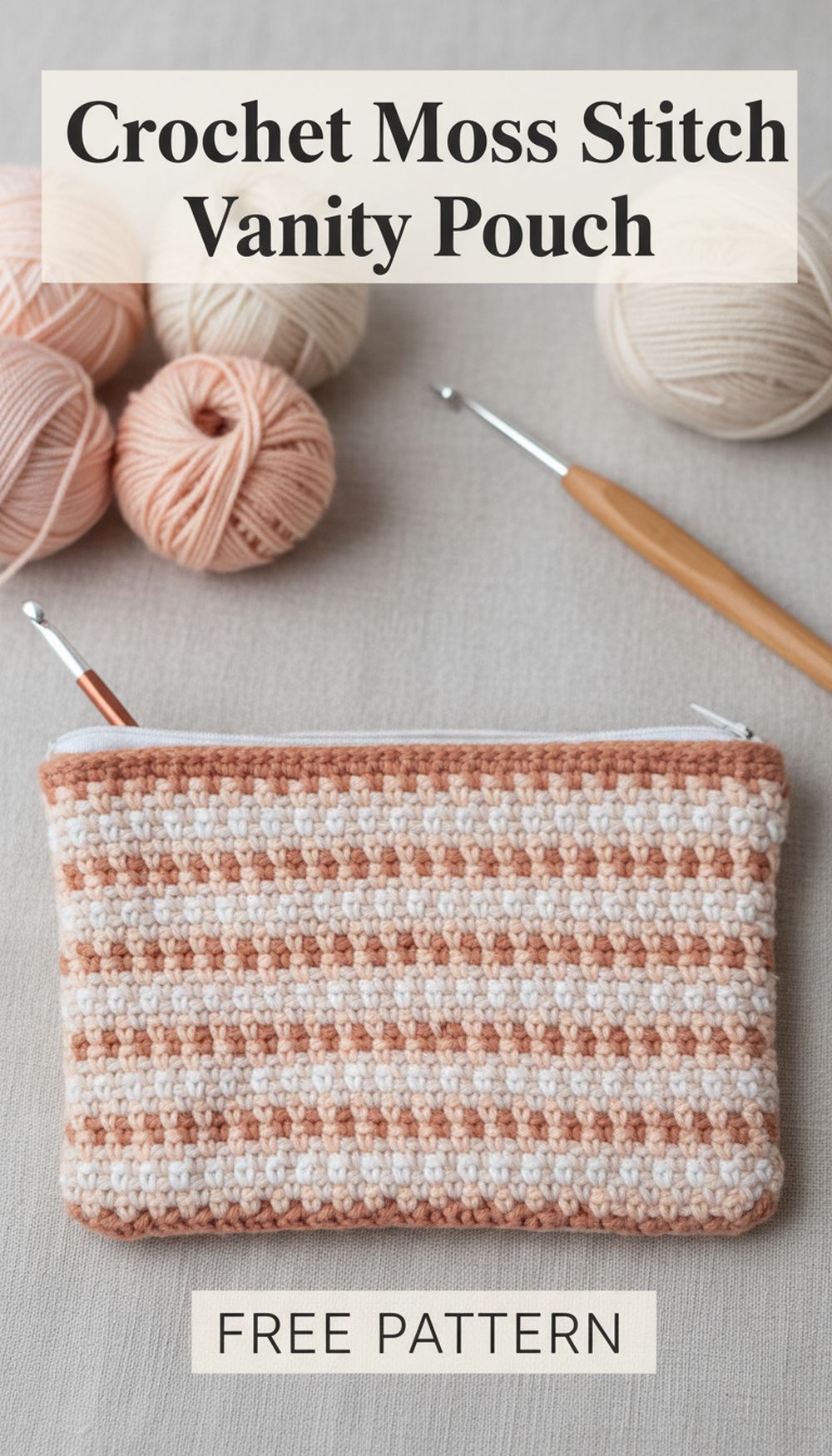 Crochet Moss Stitch Vanity Pouch