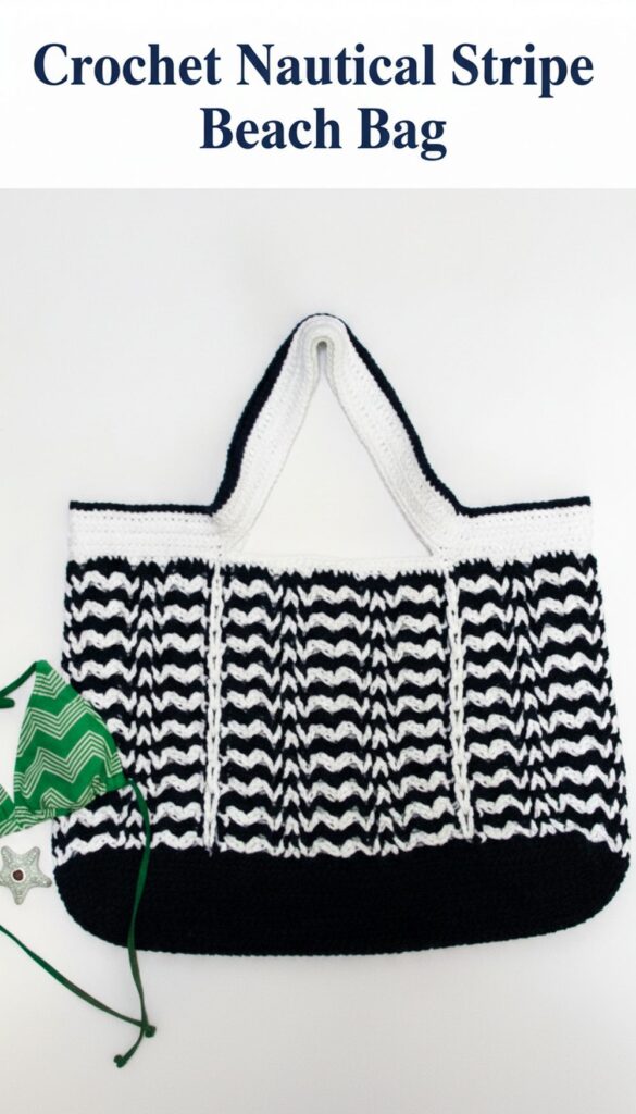 Crochet Nautical Stripe Beach Bag